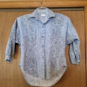 Women's Vintage Snakeskin Blue Patterned Shirt, M